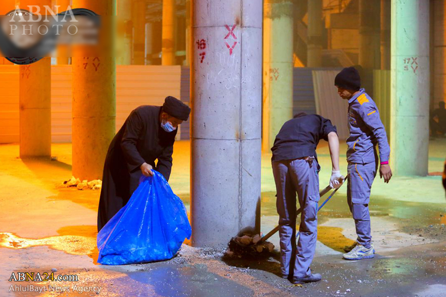 Photos: Preparing courtyard of Hazrat Zahra (SA) to accommodate pilgrims of Arbaeen